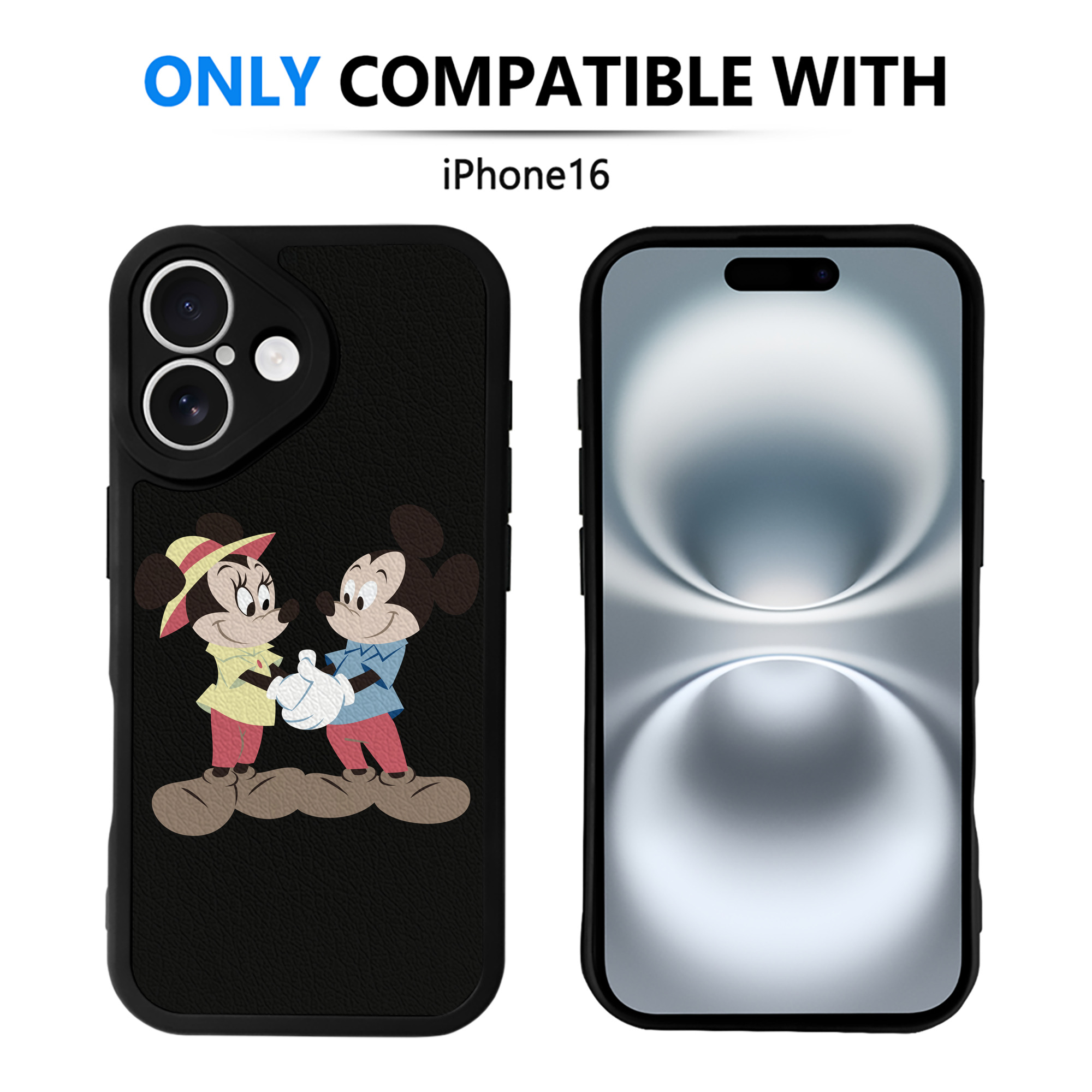 （画像用） ミッキーマウス Mickey Mouse 【iPhone 16シリーズ対応】シリコンスマホケース（レザー調） 材質：シリコン